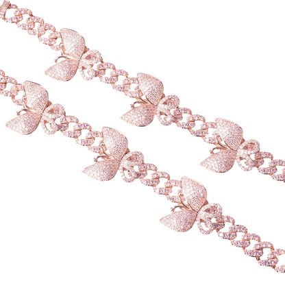 Butterfly Glamour Rose Gold Cuban Link Bracelet