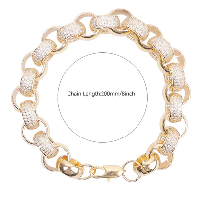 Iced Out Alternating Textured Cuban Link Bracelet // 12MM