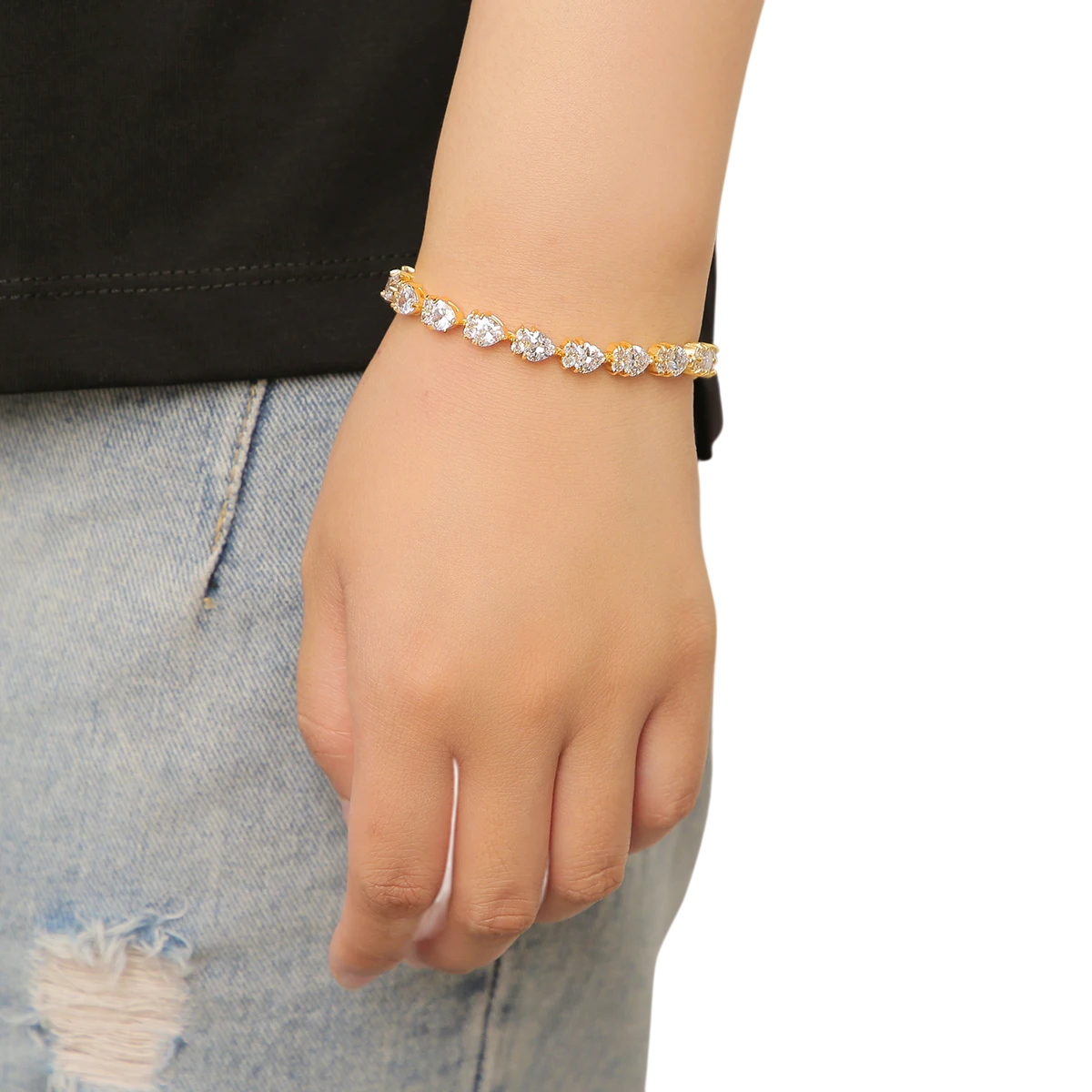Floral Hearts Cluster Tennis Bracelet // 8MM