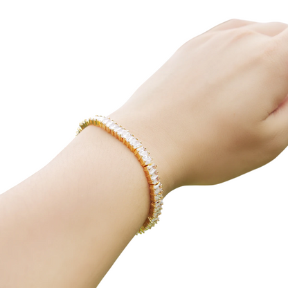 Iced Out Hip Hop Baguette Tennis Bracelet // 5MM