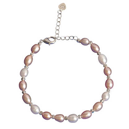 Soft Hues Sterling Silver Pearl Bracelet // 6MM