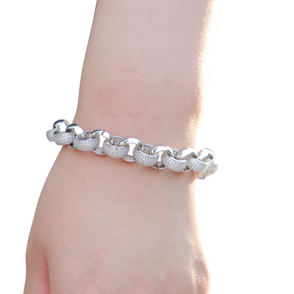 Iced Out Alternating Textured Cuban Link Bracelet // 12MM