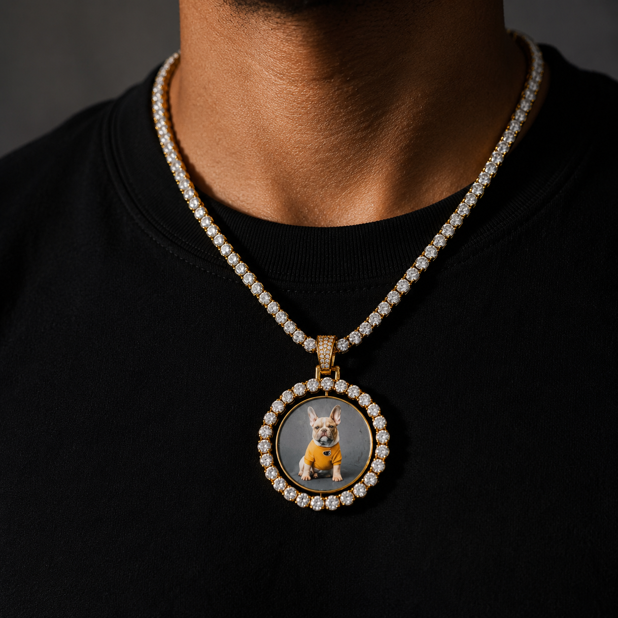 CUSTOM DOUBLE-SIDED ROTATING PHOTO PENDANT + CHAIN