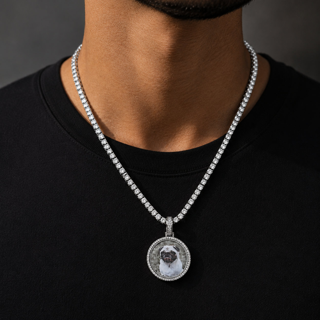 SMALL CUSTOM PHOTO MEDALLION + CHAIN