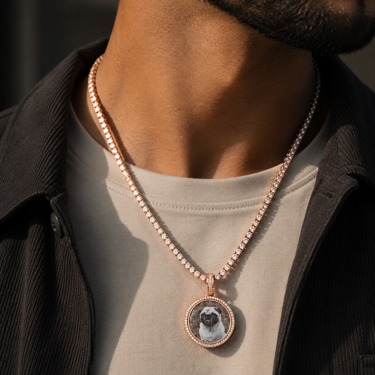 SMALL CUSTOM PHOTO MEDALLION + CHAIN