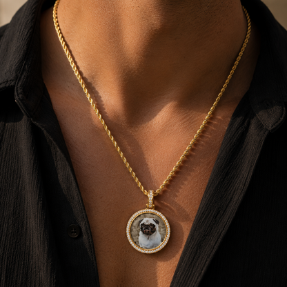 SMALL CUSTOM PHOTO MEDALLION + CHAIN