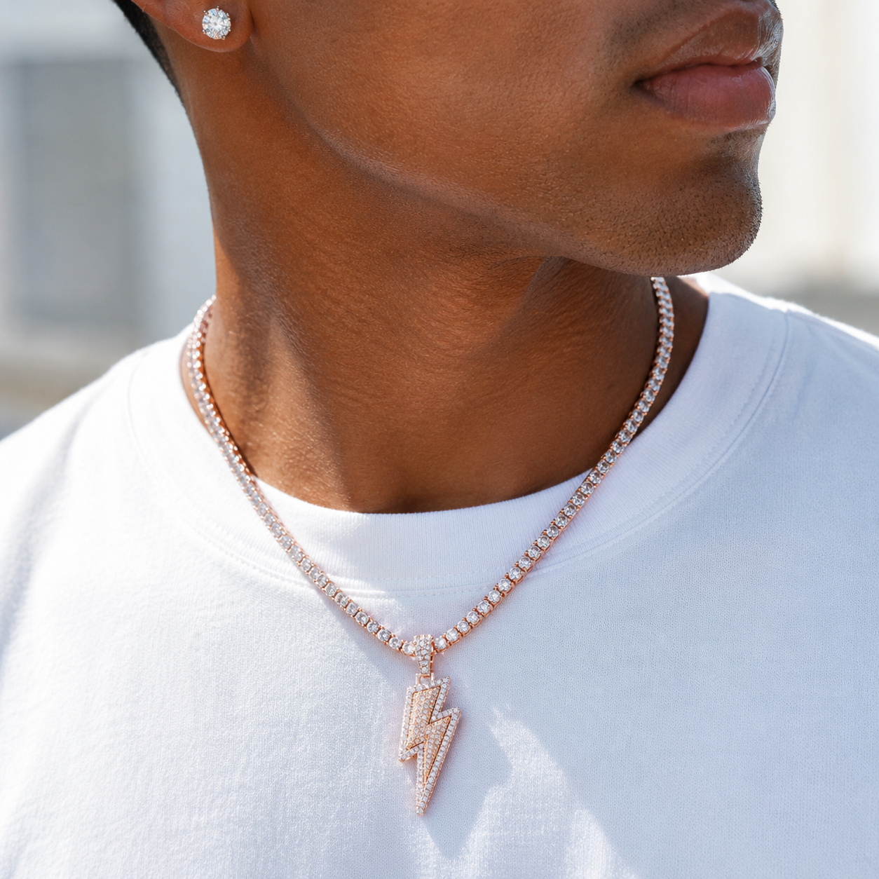 ICED OUT LIGHTNING BOLT PENDANT