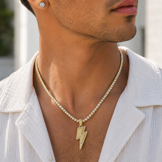 ICED OUT LIGHTNING BOLT PENDANT