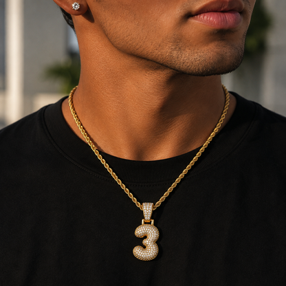 Custom Classic Bubble Letter Number Pendant