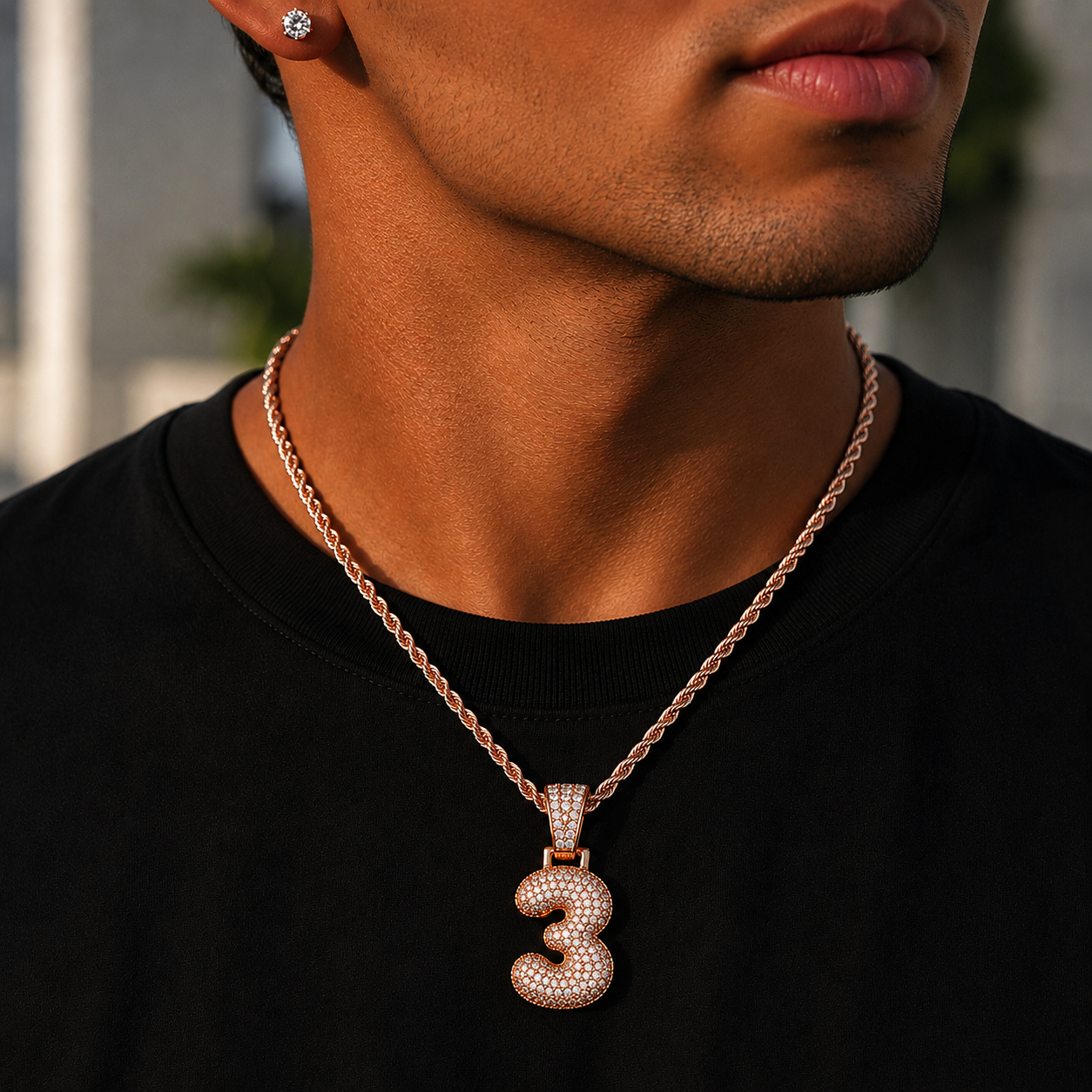 Custom Classic Bubble Letter Number Pendant