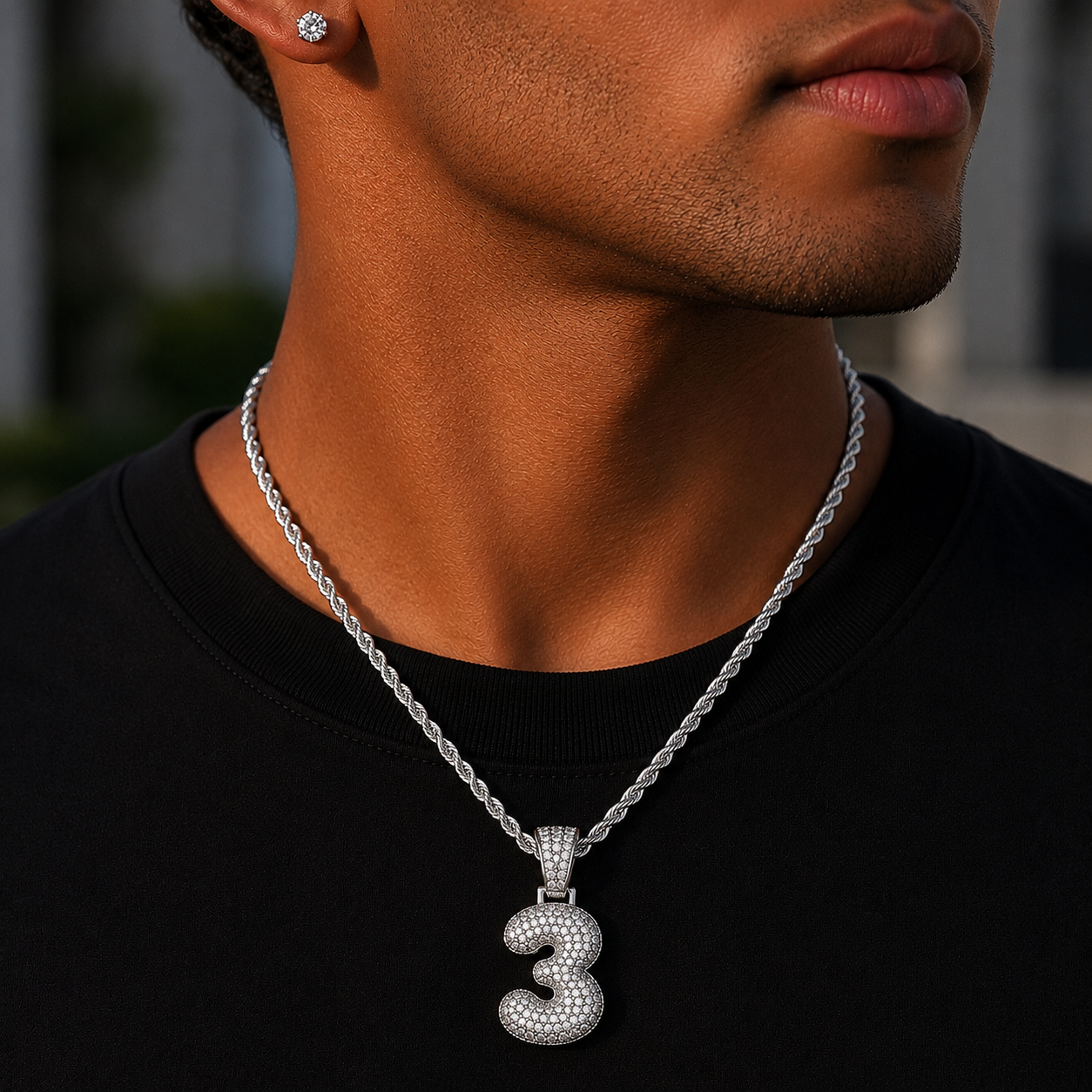 Custom Classic Bubble Letter Number Pendant