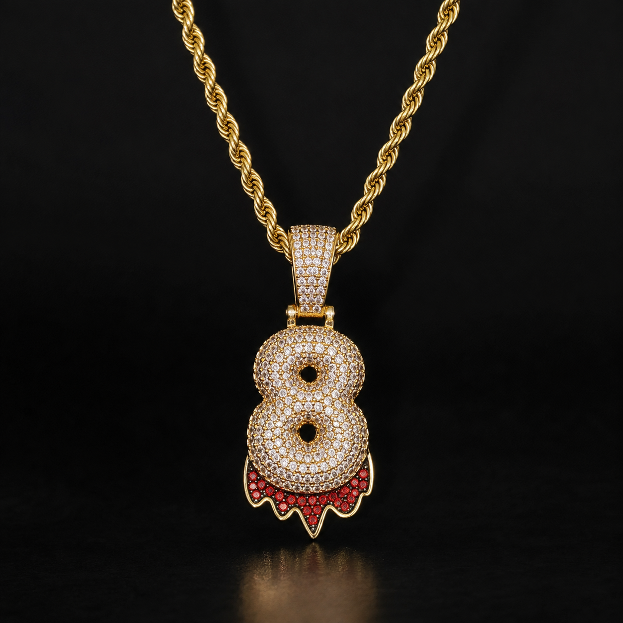 Custom Classic Bubble Number Red Drip Pendant