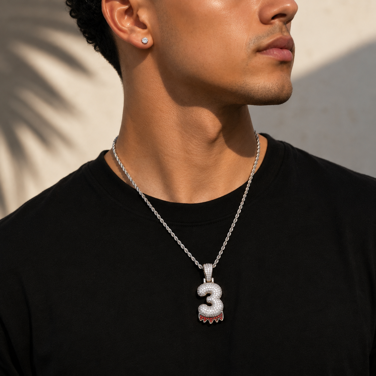 Custom Classic Bubble Number Red Drip Pendant