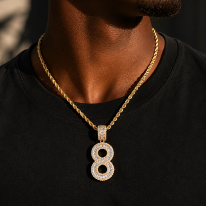 Custom Baguette Number Pendant