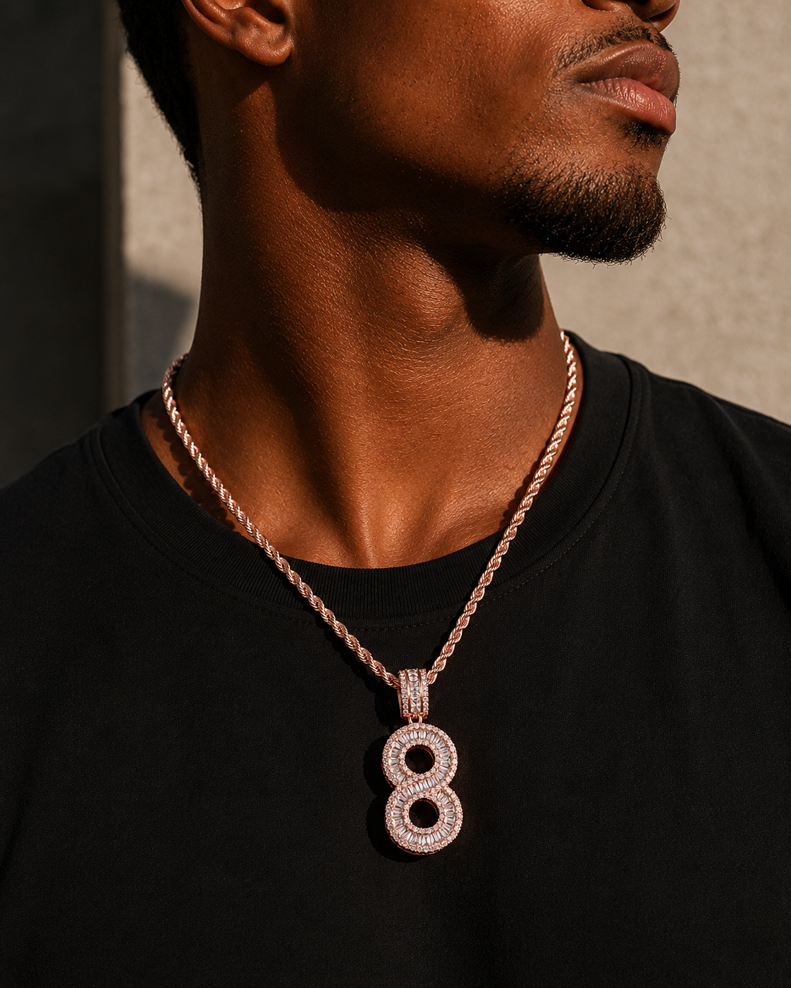 Custom Baguette Number Pendant