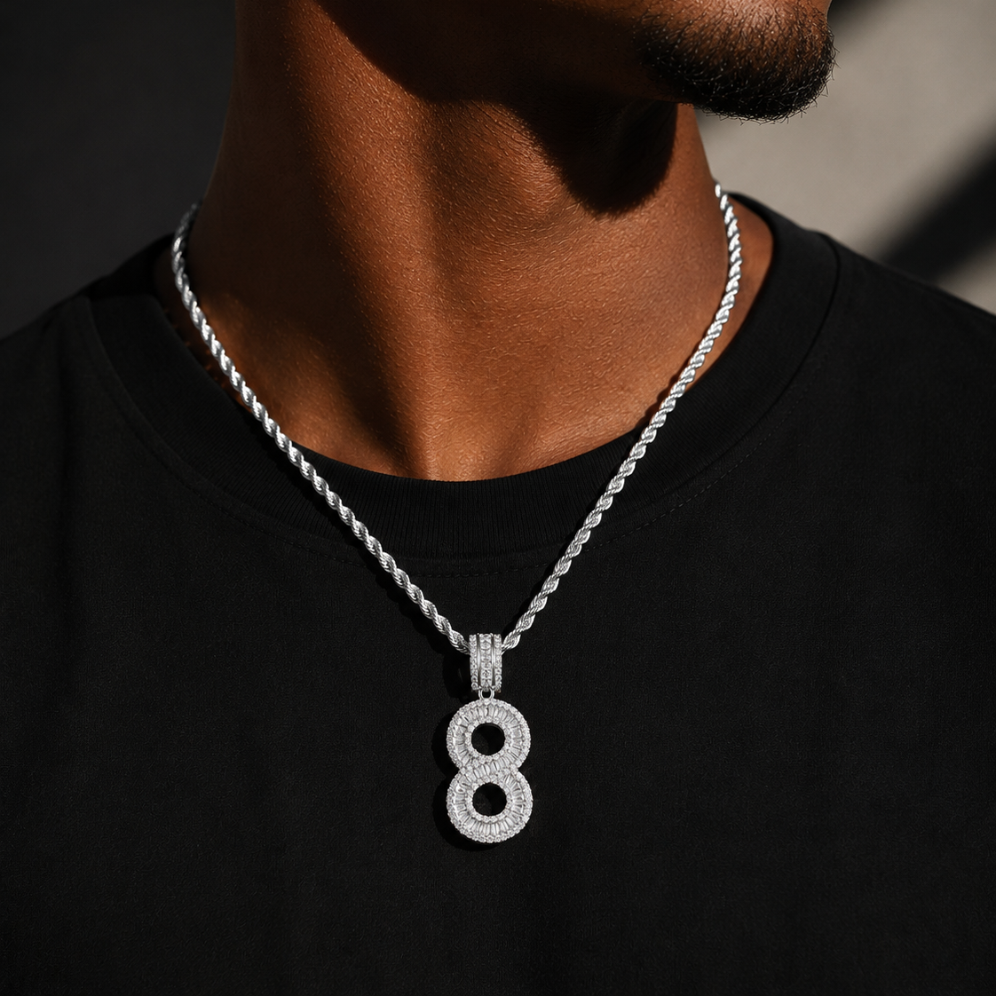 Custom Baguette Number Pendant