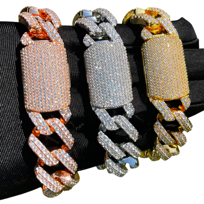 Iced Out Executive Figaro Cuban Link Bracelet