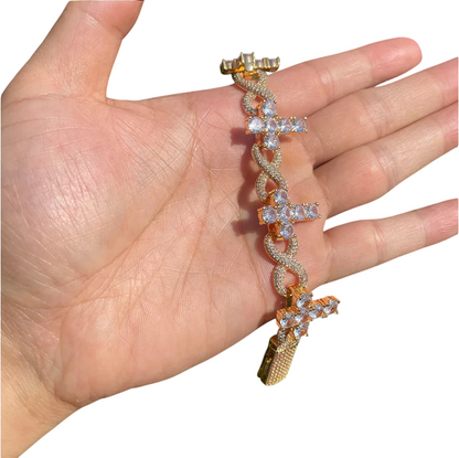 Iced Out Divine Infinity Cross CZ Bracelet