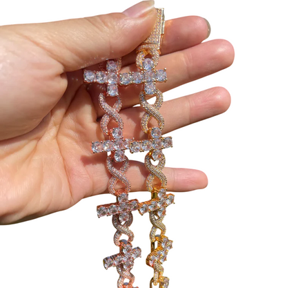 Iced Out Divine Infinity Cross CZ Bracelet