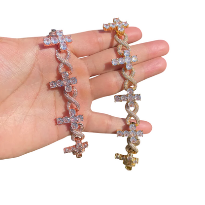 Iced Out Divine Infinity Cross CZ Bracelet