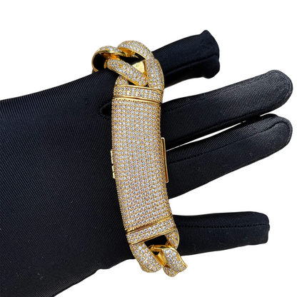 Iced Out Gold Prestige Cuban Link Bracelet