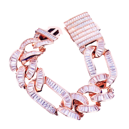 Iced Out Baguette Figaro Cuban Link Bracelet