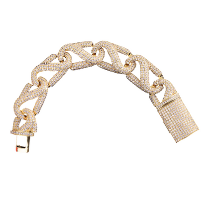 Iced Out Quad Shine Cuban Link Bracelet // 20MM