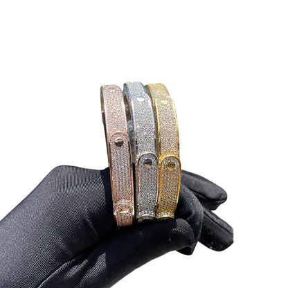 Iced Out Screw Motif Bracelet // 9mm