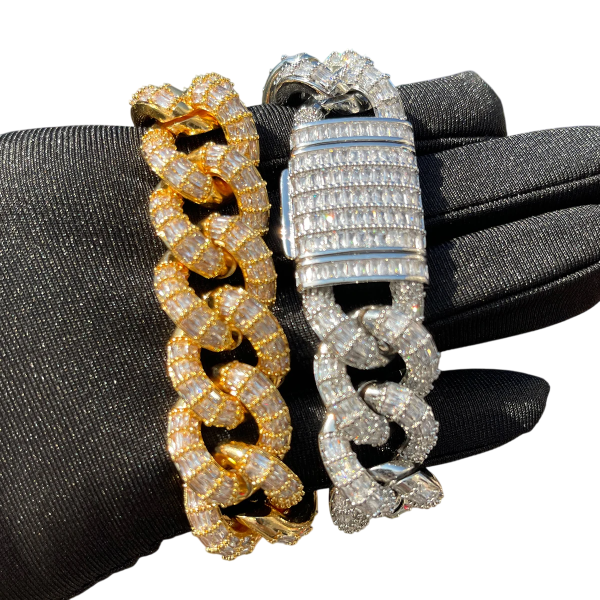 Iced Out Gold & Silver Elite Baguette Cuban Bracelet