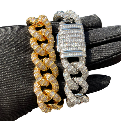 Iced Out Gold & Silver Elite Baguette Cuban Bracelet