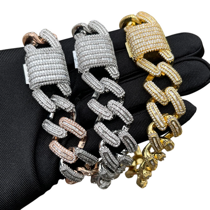 Iced Out Barrel Link Cuban Bracelet