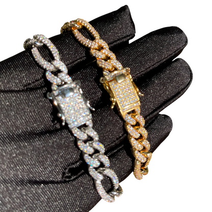 Iced Out Prestige Figaro Cuban Link Bracelet