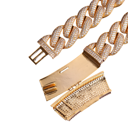 Iced Out Gold Prestige Cuban Link Bracelet