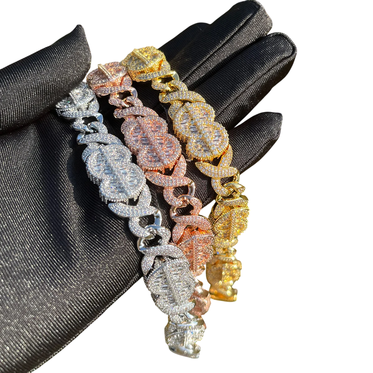 Iced Out Baguette Infinity Cuban Link Bracelet