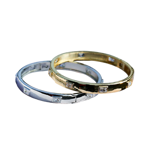 Elegant Edge Brass Baguette Bracelet