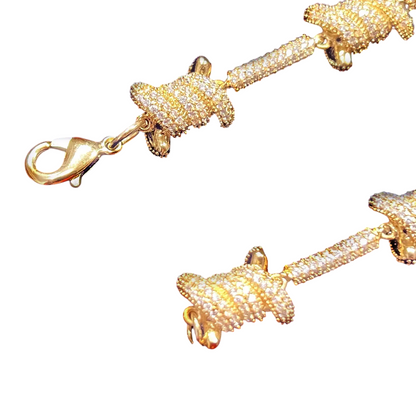 Iced Out Prong Set Cylindrical Link Bracelet