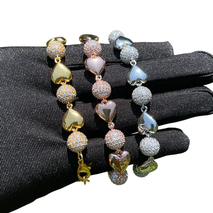 Sparkling Hearts & Loving Balls Bracelet