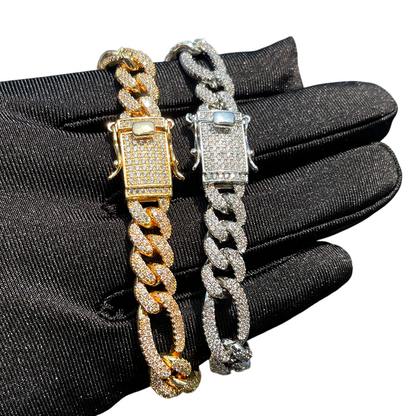 Iced Out Prestige Figaro Cuban Link Bracelet