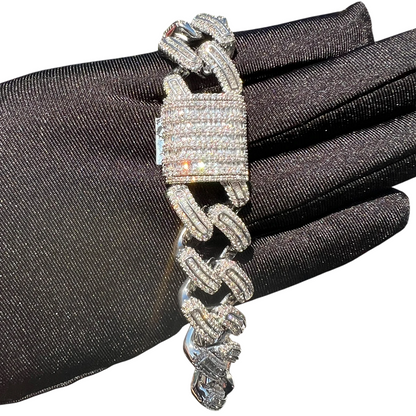 Iced Out Triple Luxury Baguette Cuban Link Bracelet