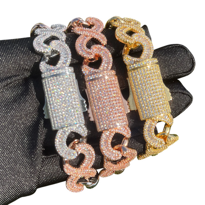 Iced Out Infinity Waves Baguette Bracelet