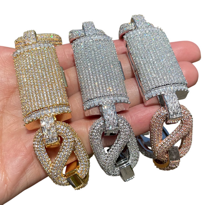 Iced Out Oval Link Charm Bracelet