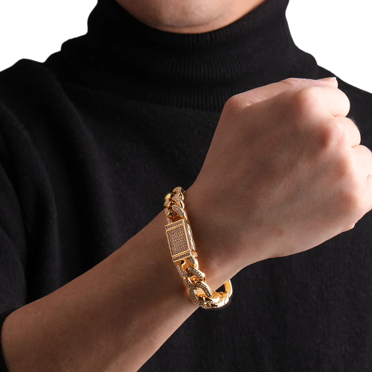 Iced Out Frost Figaro Cuban Link Bracelet