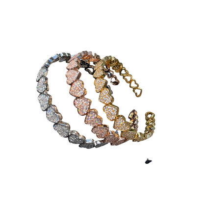 Luxury Hearts Adjustable Cuff Bracelet
