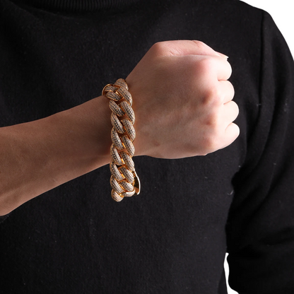 Iced Out Gold Prestige Cuban Link Bracelet