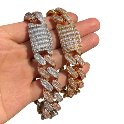 Iced Out Baguette Miami Cuban Link Bracelet // 15MM