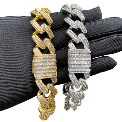 Iced Out Barrel Link Cuban Bracelet