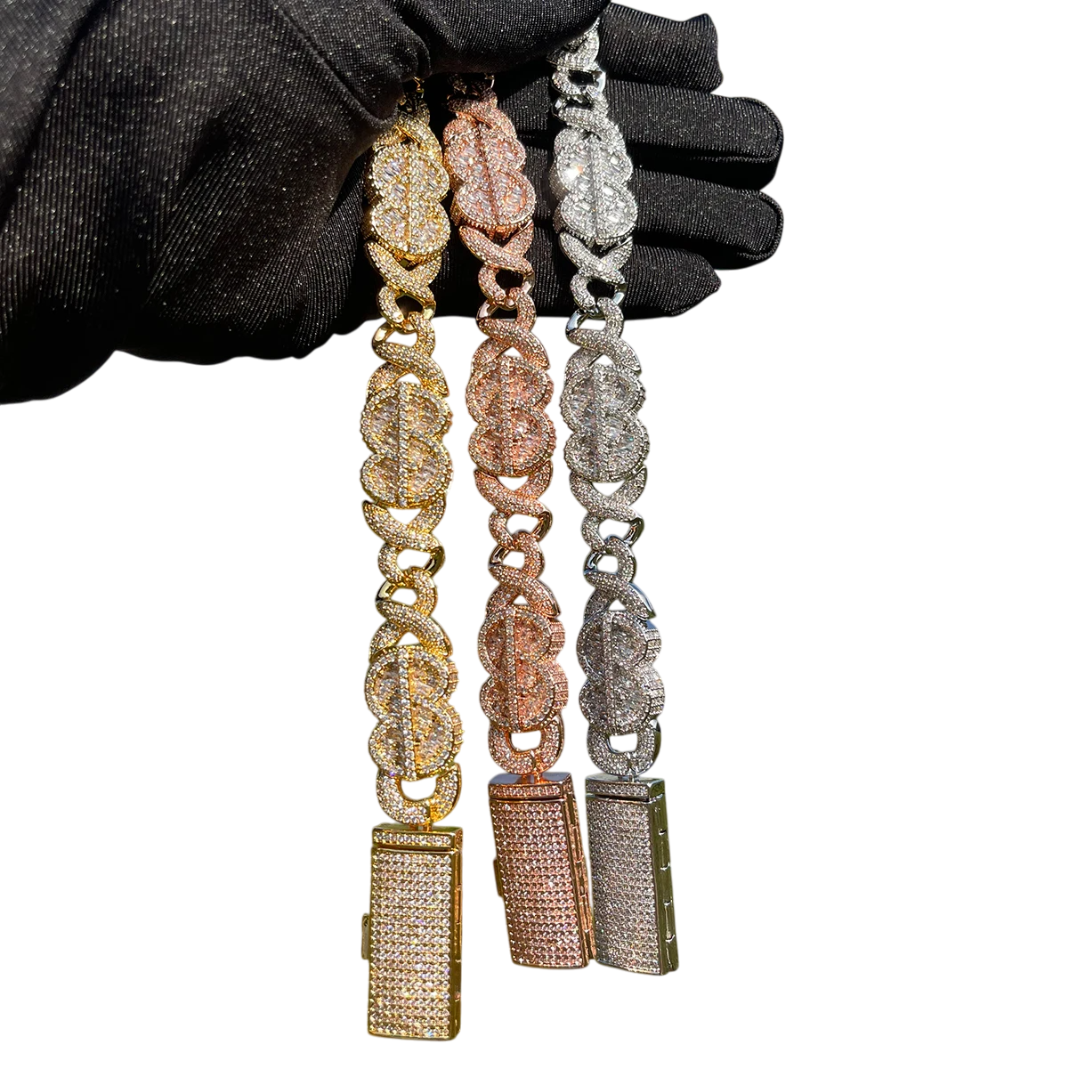 Iced Out Baguette Infinity Cuban Link Bracelet