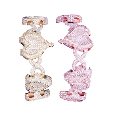 Iced Out Infinity Hearts Cuban Link Bracelet