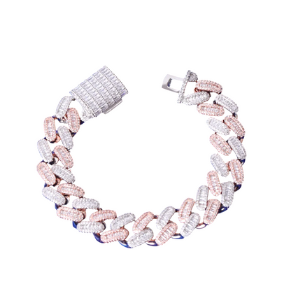Iced Out Baguette Miami Cuban Link Bracelet // 15MM