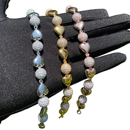 Sparkling Hearts & Loving Balls Bracelet